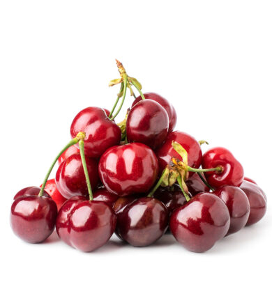 Bunch of ripe cherries on a white isolated.