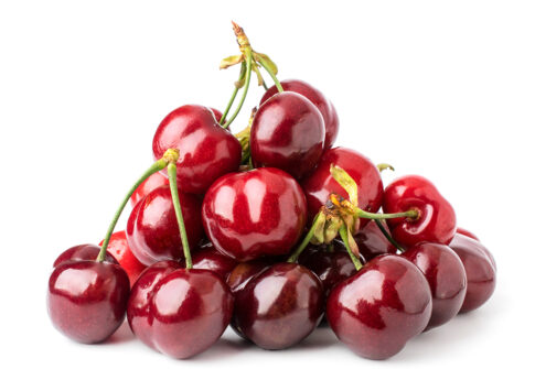 Bunch of ripe cherries on a white isolated.